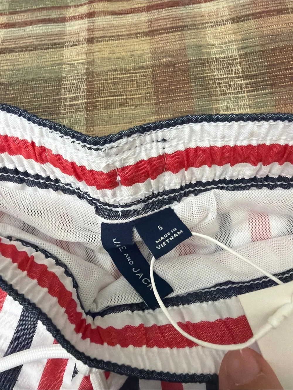 Janie and Jack Red, White and Navy Striped Cotton Shorts